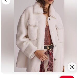 ANTHROPOLOGIE Maeve Cinched Faux Fur Coat. size X small ,